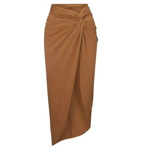 NWT Skims Signature Swim Front Knot Sarong Skirt Women's SW-SKT-0016 ALMOND-XS